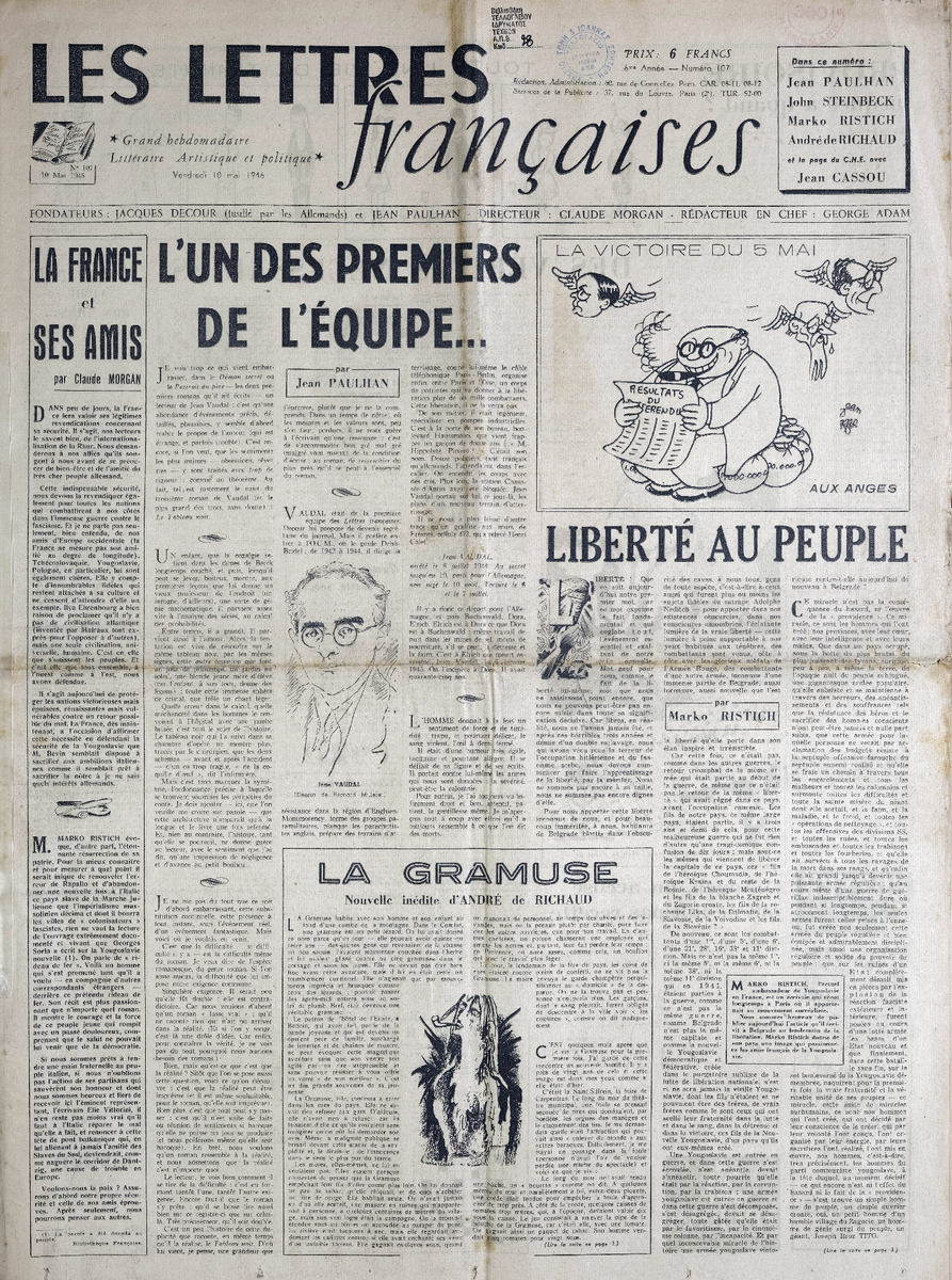 “LES LETTRES Françaises”, 6me Année – Numéro 107