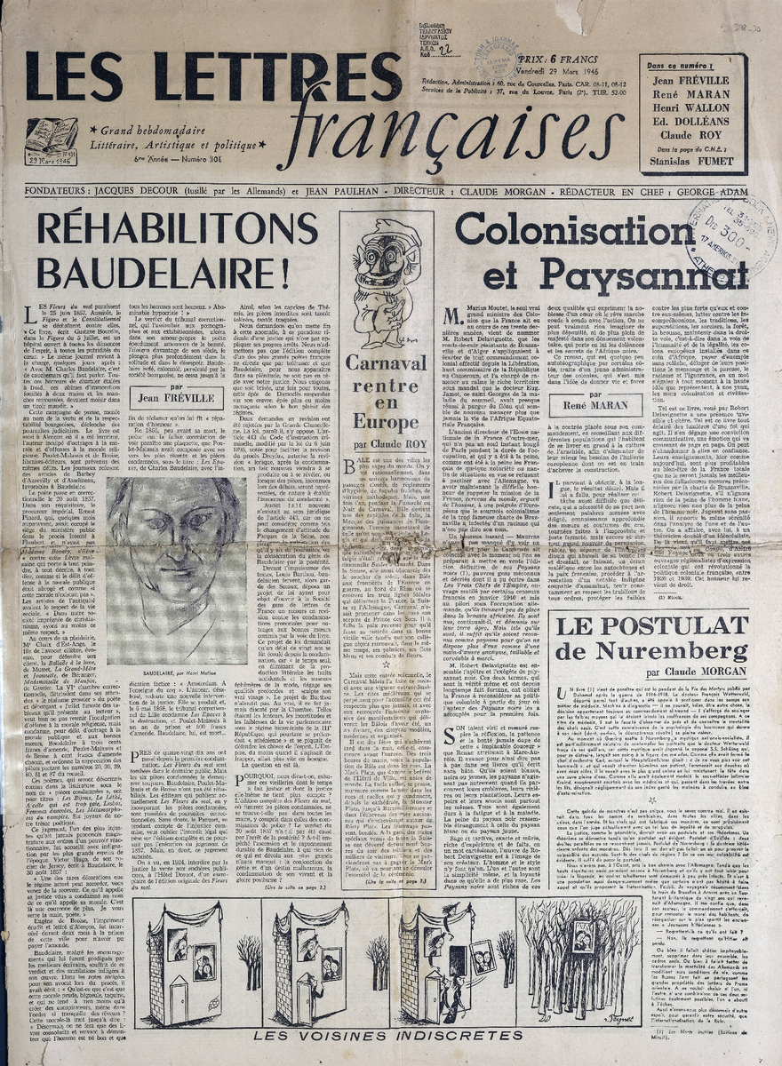 “LES LETTRES Françaises”, 6me Année – Numéro 101