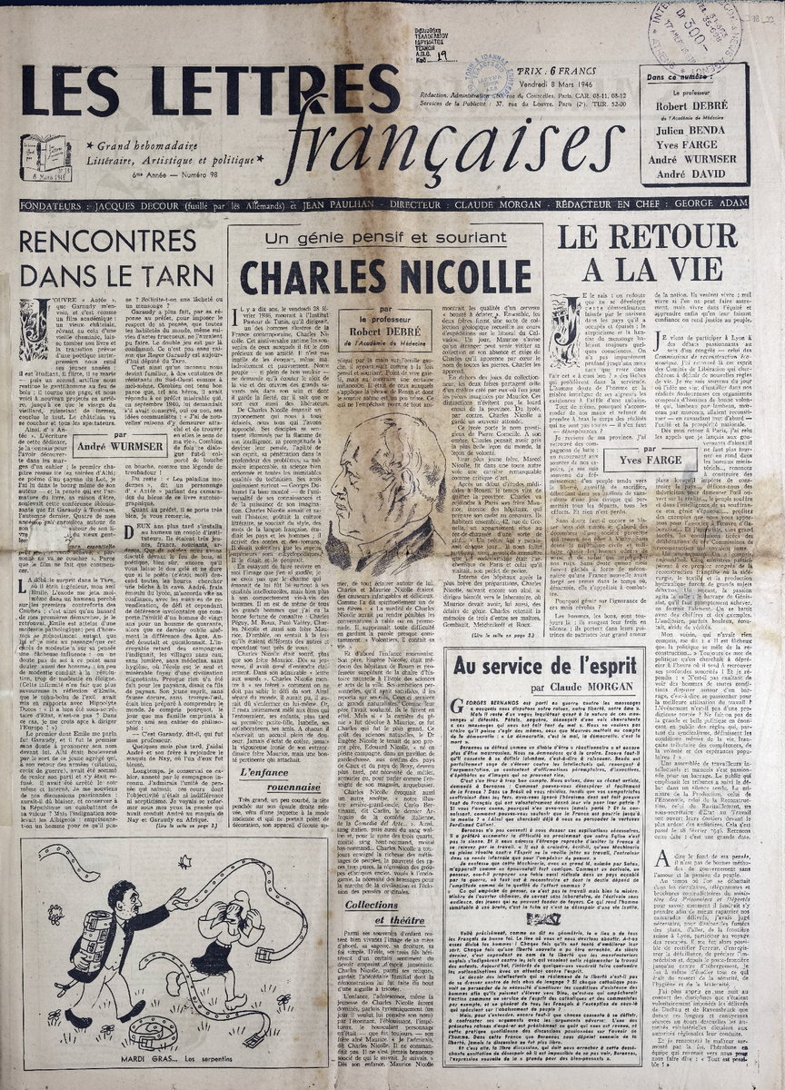 “LES LETTRES Françaises”, 6me Année – Numéro 98