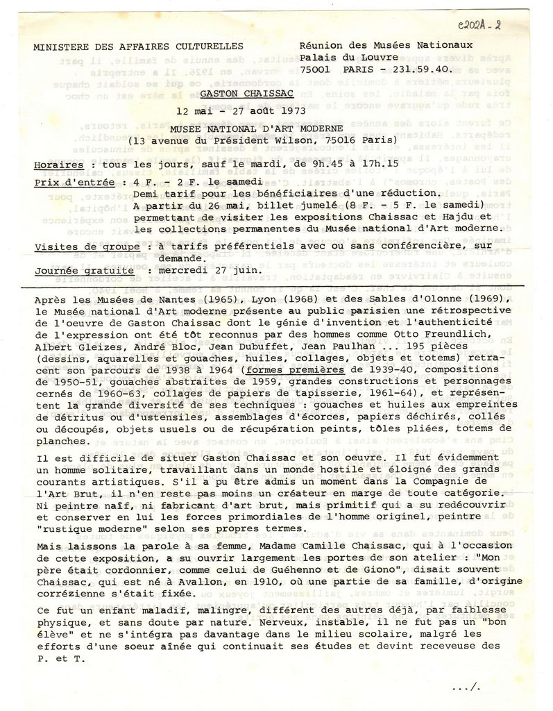 Αναδρομική έκθεση Gaston Chaissac