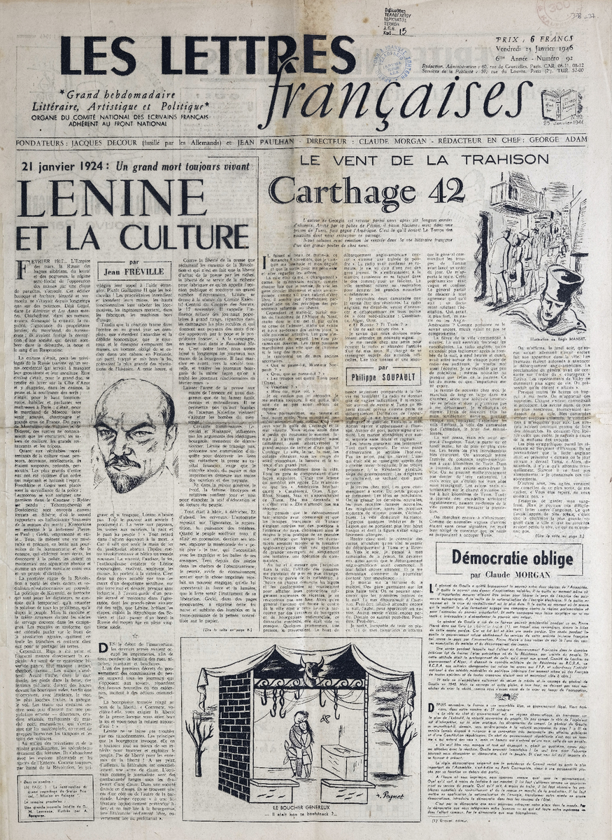 “LES LETTRES Françaises”, 6me Année – Numéro 92