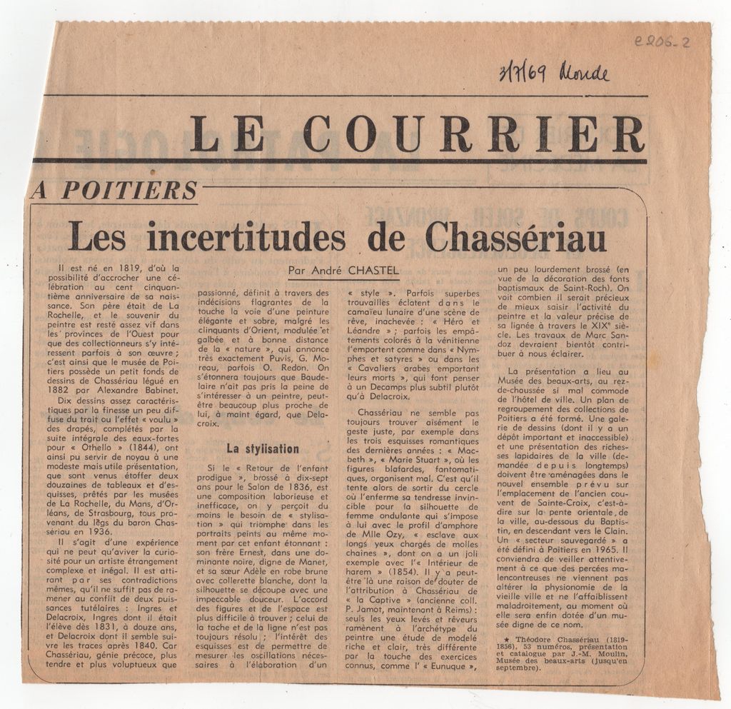 “Les incertitudes de Chassériau”