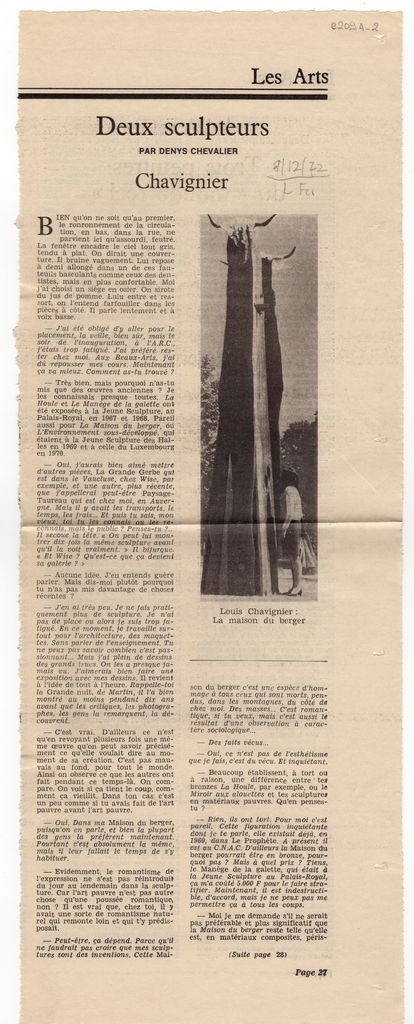 “Deux sculpteurs. Chavignier – Sara Holt”