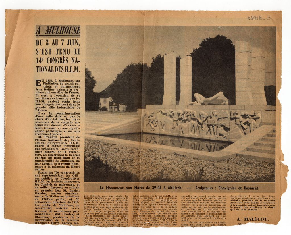 Αναπαραγωγή έργου L. Chavignier και Bassarat “Le Monument aux Morts de 39-40”