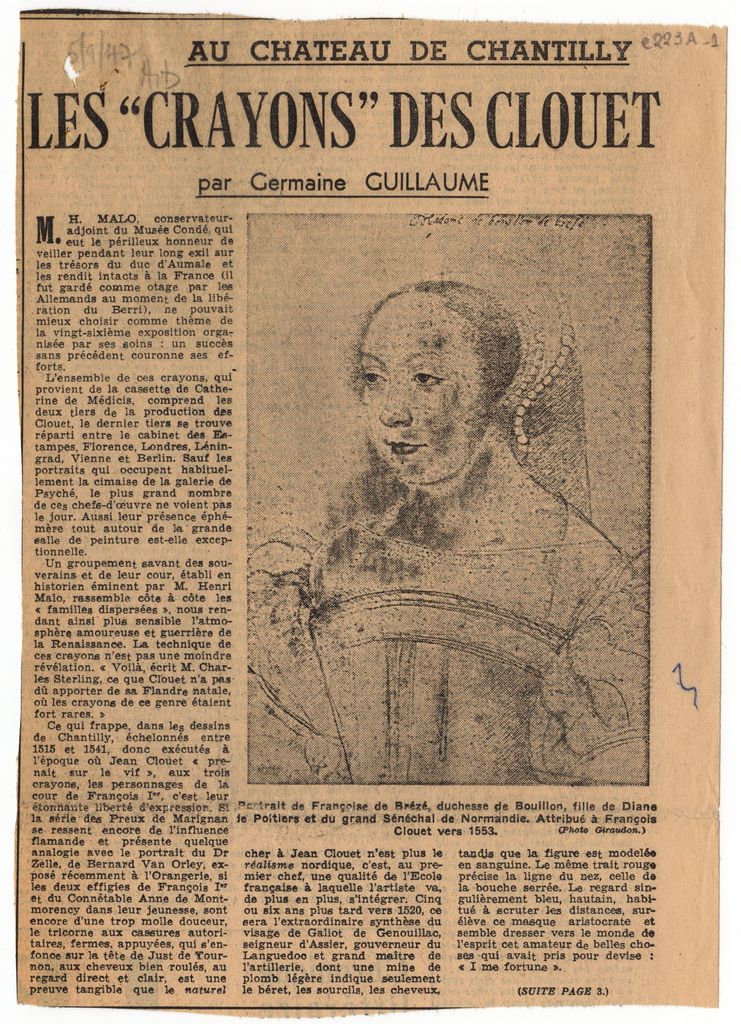 “Au Château de Chantilly. Les ‘Crayons’ des Clouets”