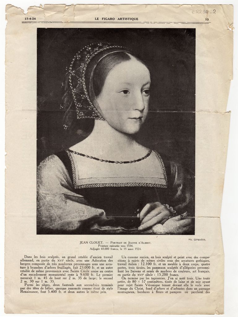 Αναπαραγωγή έργου “Portrait de Jeanne d’ Albret”