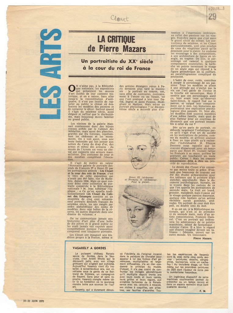 “Un portraitiste du XXe siècle à la cour du roi d France”