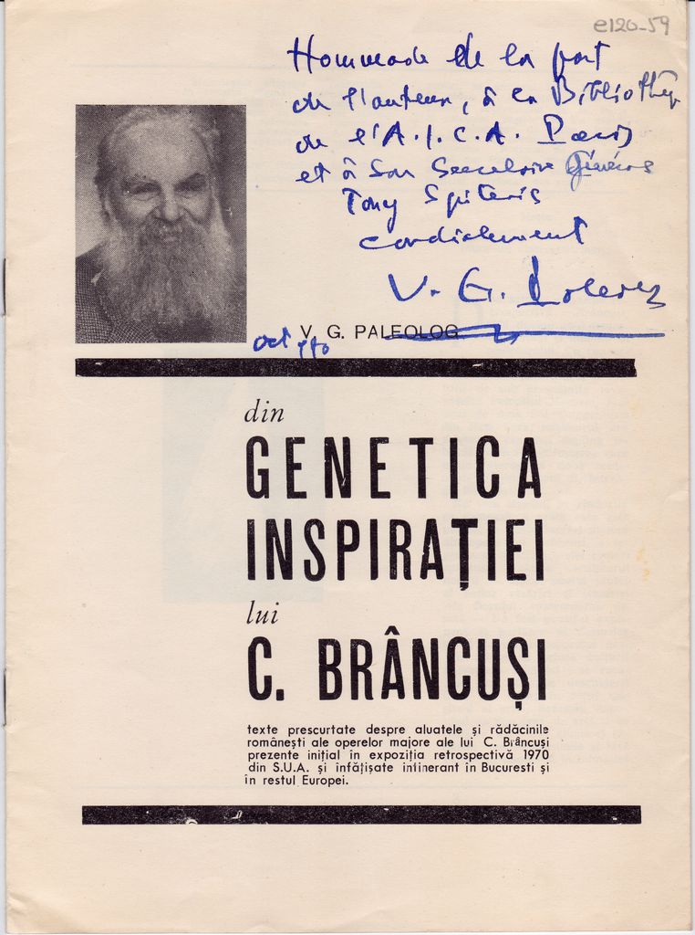“Din genetica inspiraţiei lui C. Brancusi”