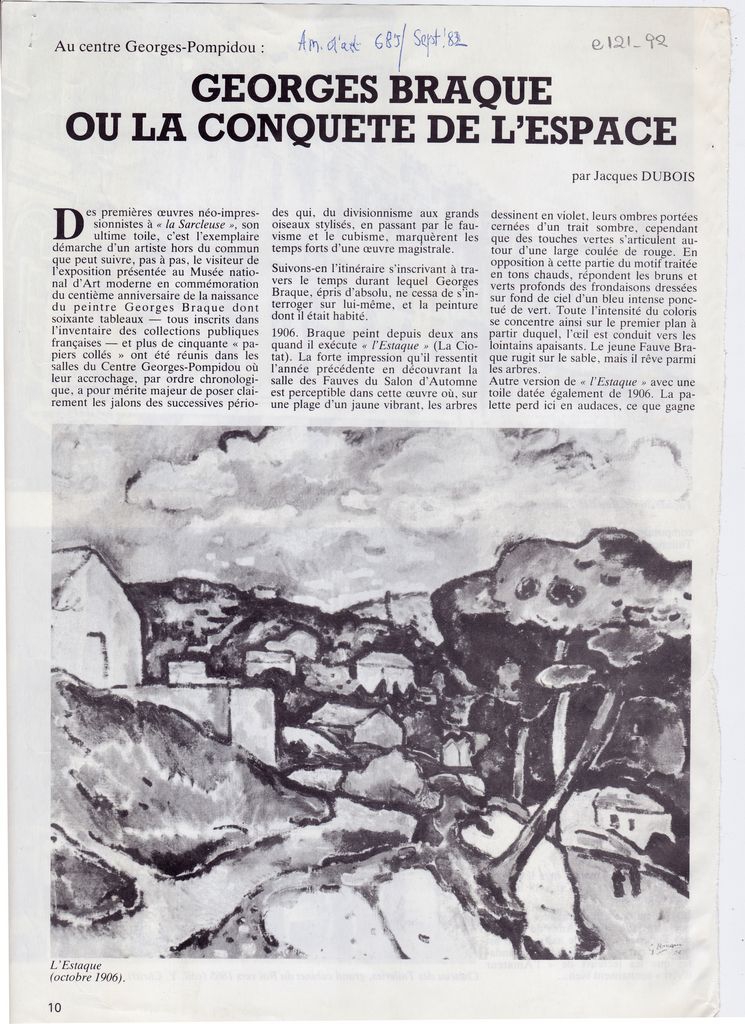 “Georges Braque ou la conquête de l’ espace”