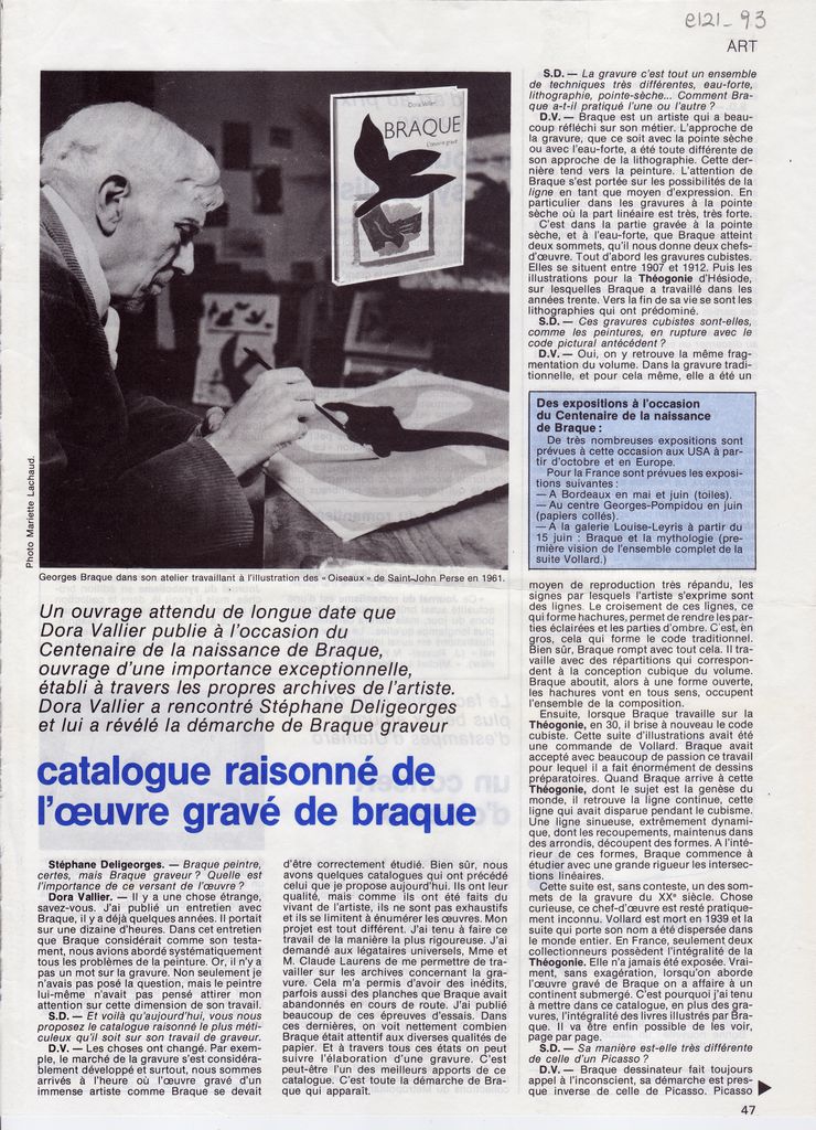 “Catalogue raisonné de l’ oeuvre gravé de Braque”