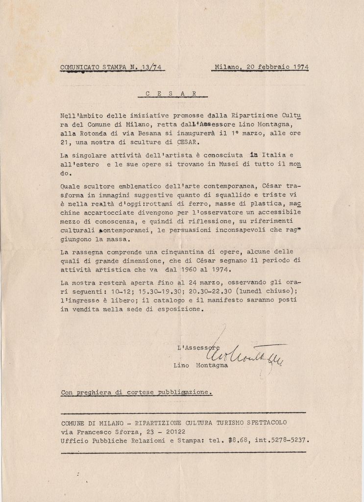 Έκθεση César (Baldaccini) “César, plastiques”