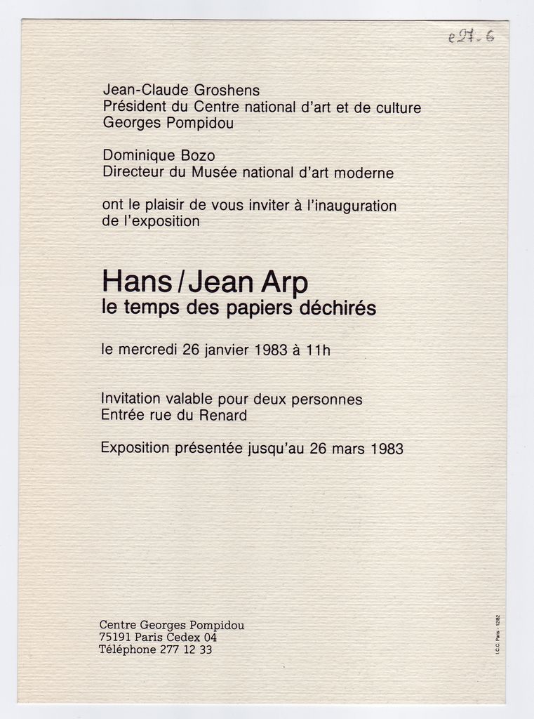 Έκθεση “Hans / Jean Arp. Les temps des papiers déchirés”