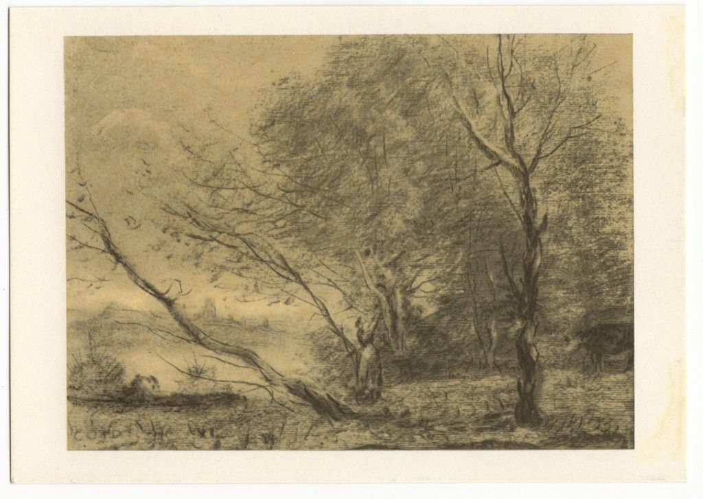 Αναπαραγωγή έργου του J.-B. Corot “Les arbres au bord du Lac”