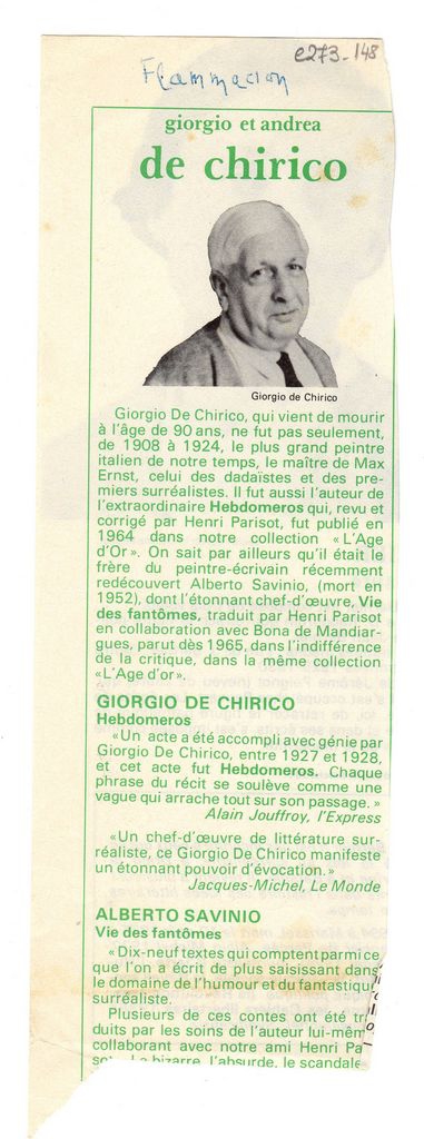 “Giorgio et Andrea de Chirico”
