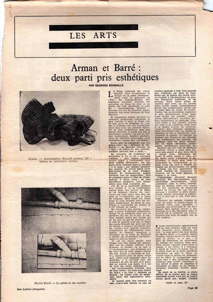 “Arman et Barré: deu parti pris esthétiques”