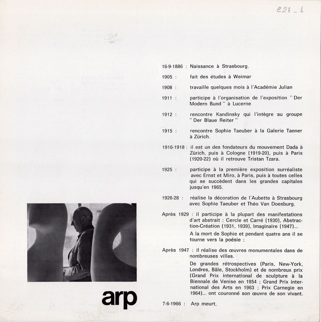 Βιογραφικό του Jean Arp