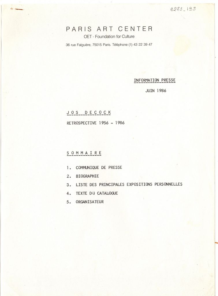 Έκθεση “Jos Decock. Retrospective 1956-1986”