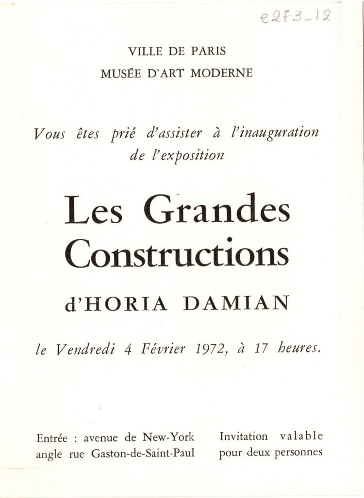 Έκθεση “Les Grandes Constructions d’Horia Damian”
