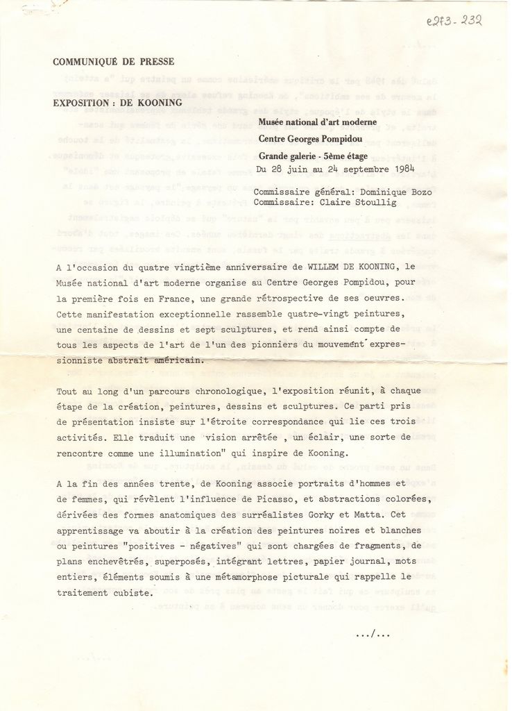 Έκθεση “De Kooning”