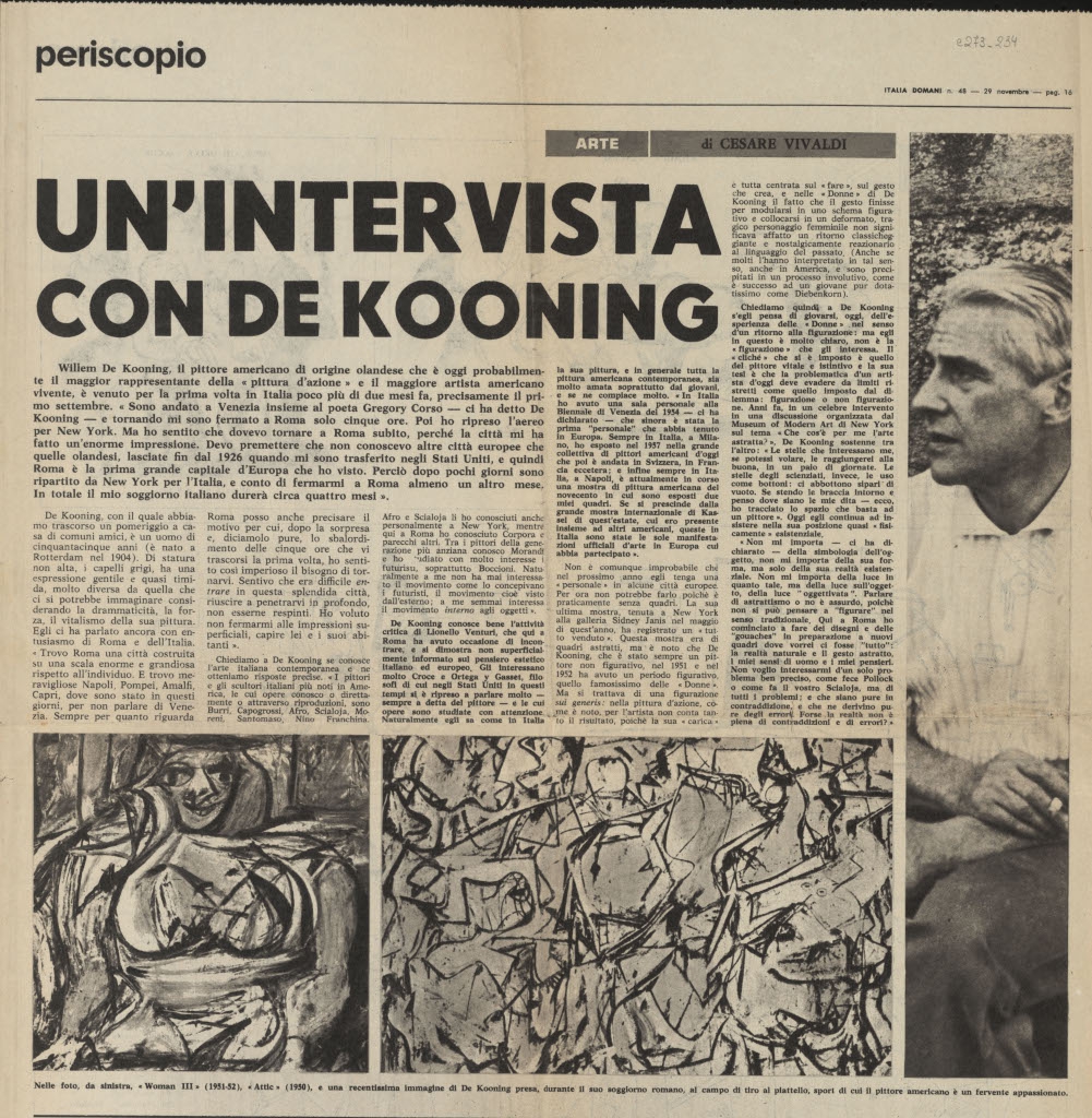 “Un’intervista con De Kooning”