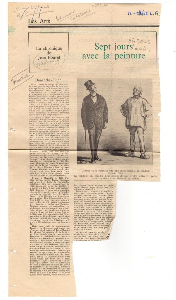 Κριτική έκθεσης έργων του H. Daumier