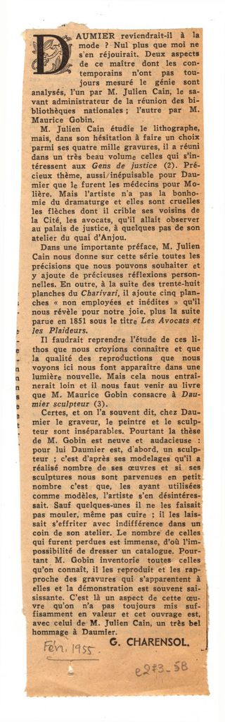 Βιβλιοκρισία εκδόσεων για τον Honoré Daumier