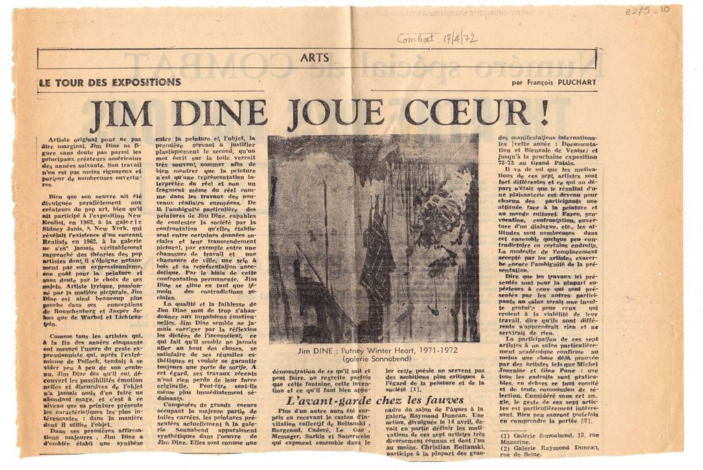 “Jim Dine joue coeur!”