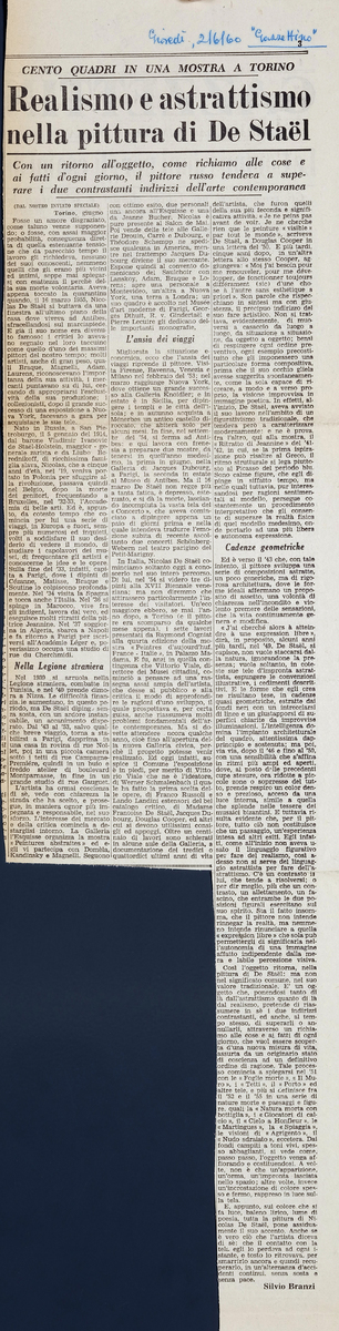 “Realismo e astrattismo nella pittura di De Staël”