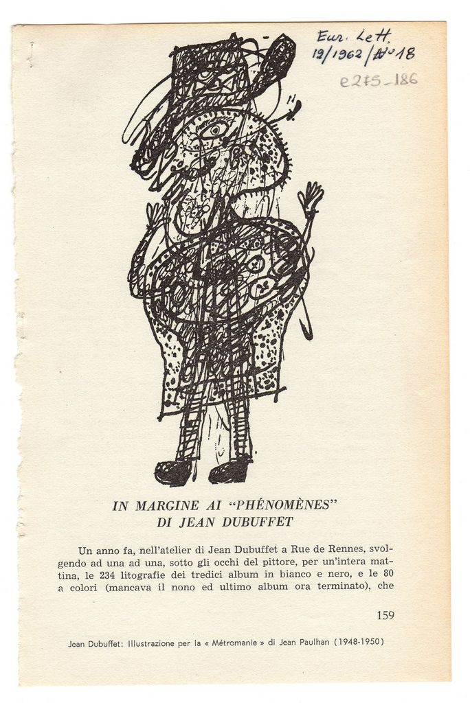 “In margine al ‘Phénomènes’ di Jean Dubuffet”