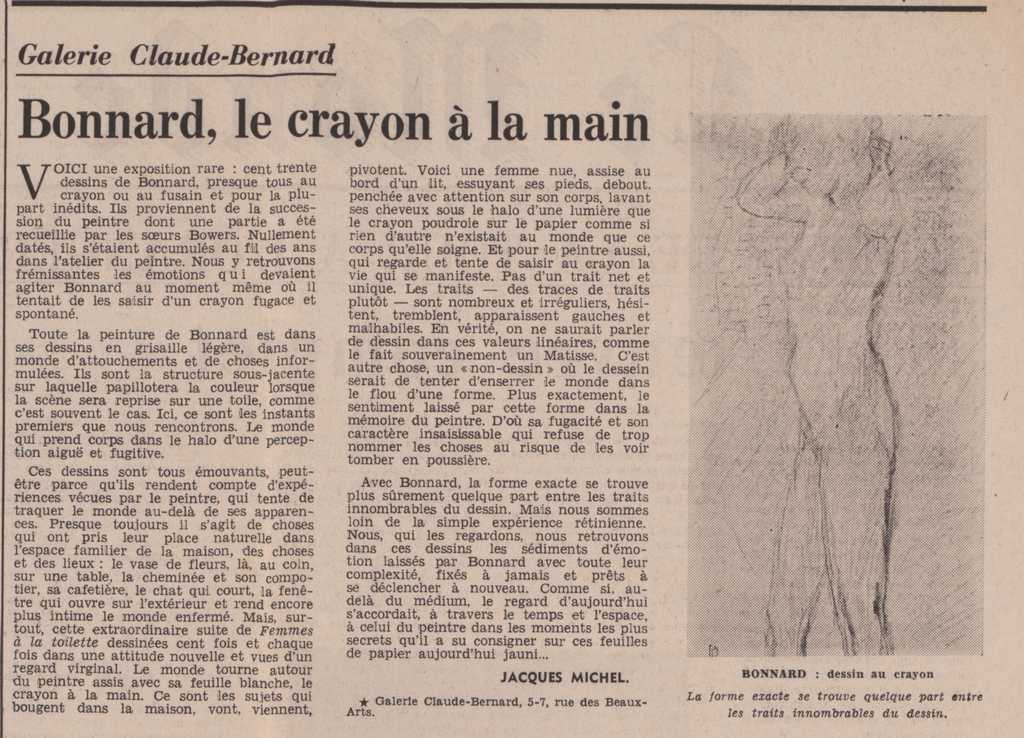 “Bonnard, le crayon à la main”