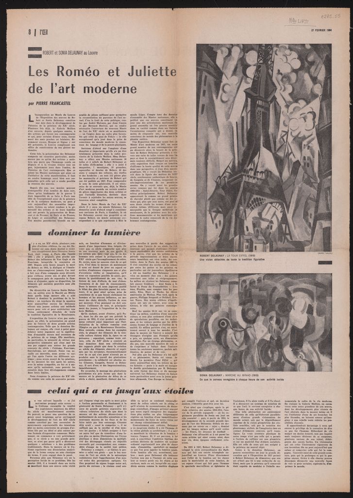“Robert et Sonia Delaunay au Louvre. Les Roméo et Juliette de l’ art moderne”