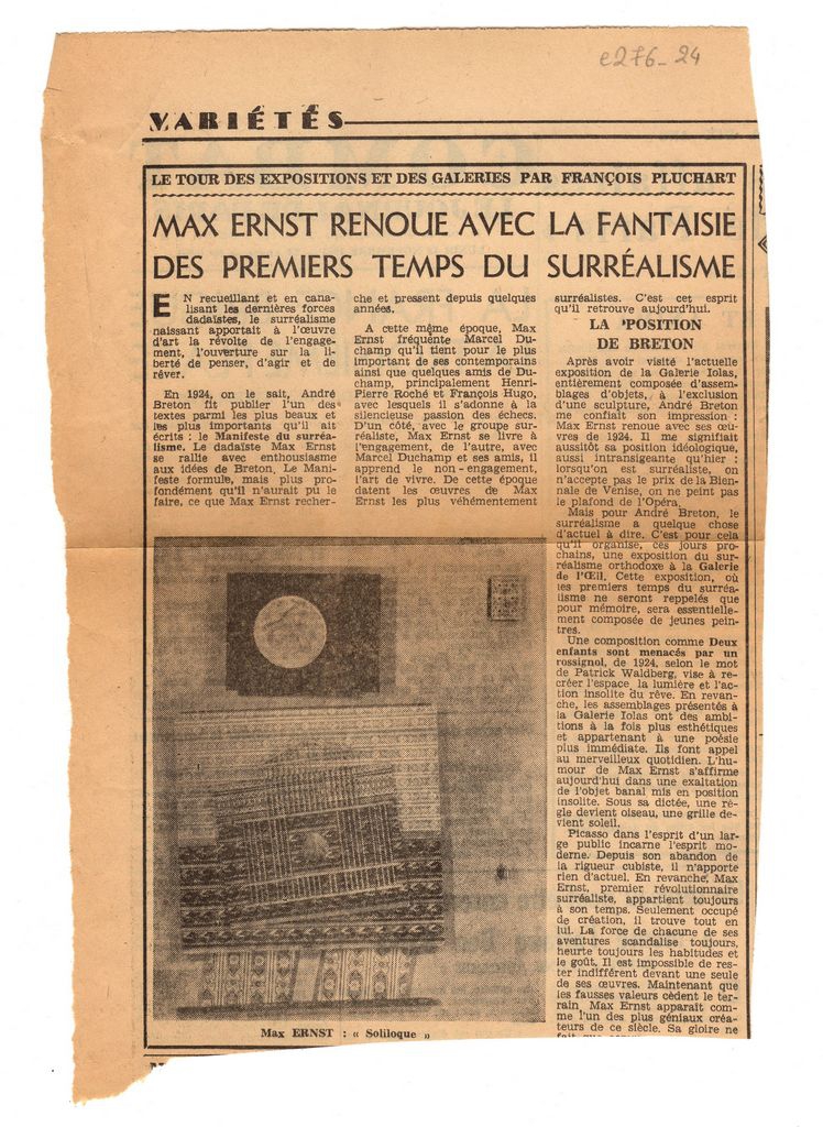 “Max Ernst renoue avec la fantaisie des premiers temps du surréalisme”