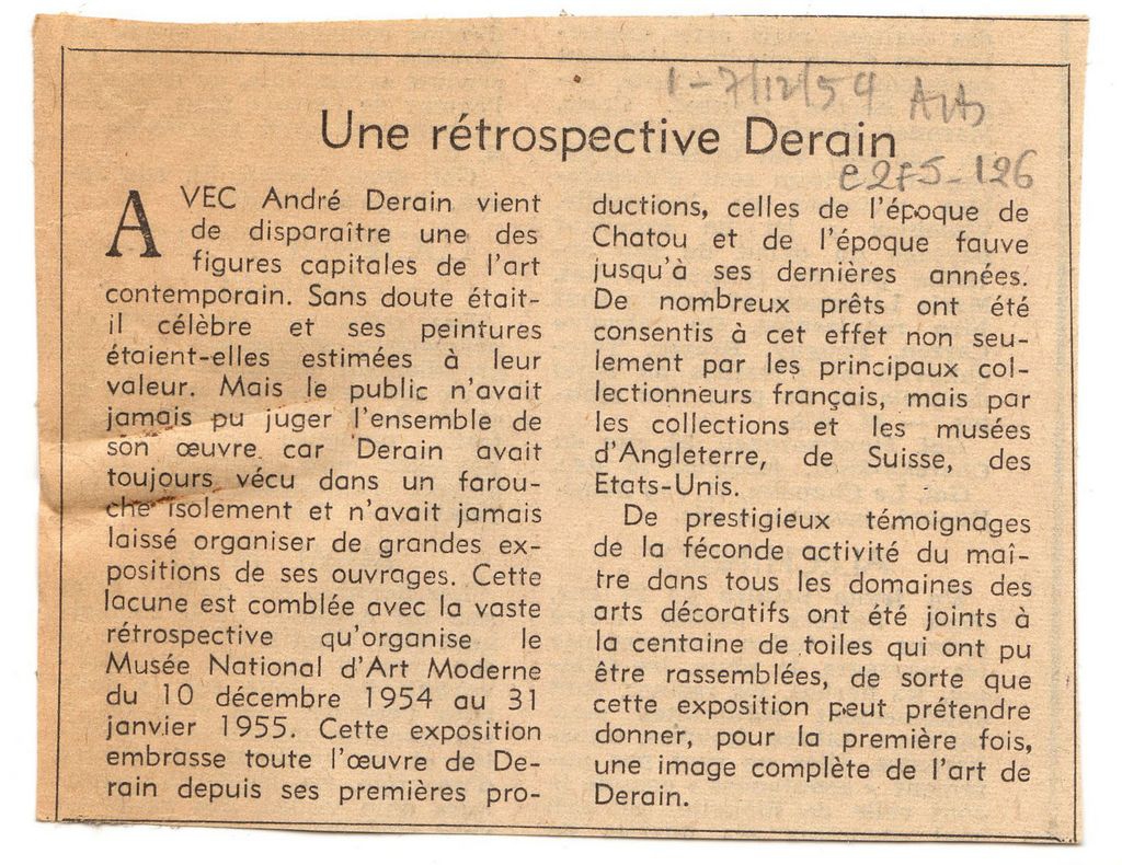 “Une rétrospective Derain”