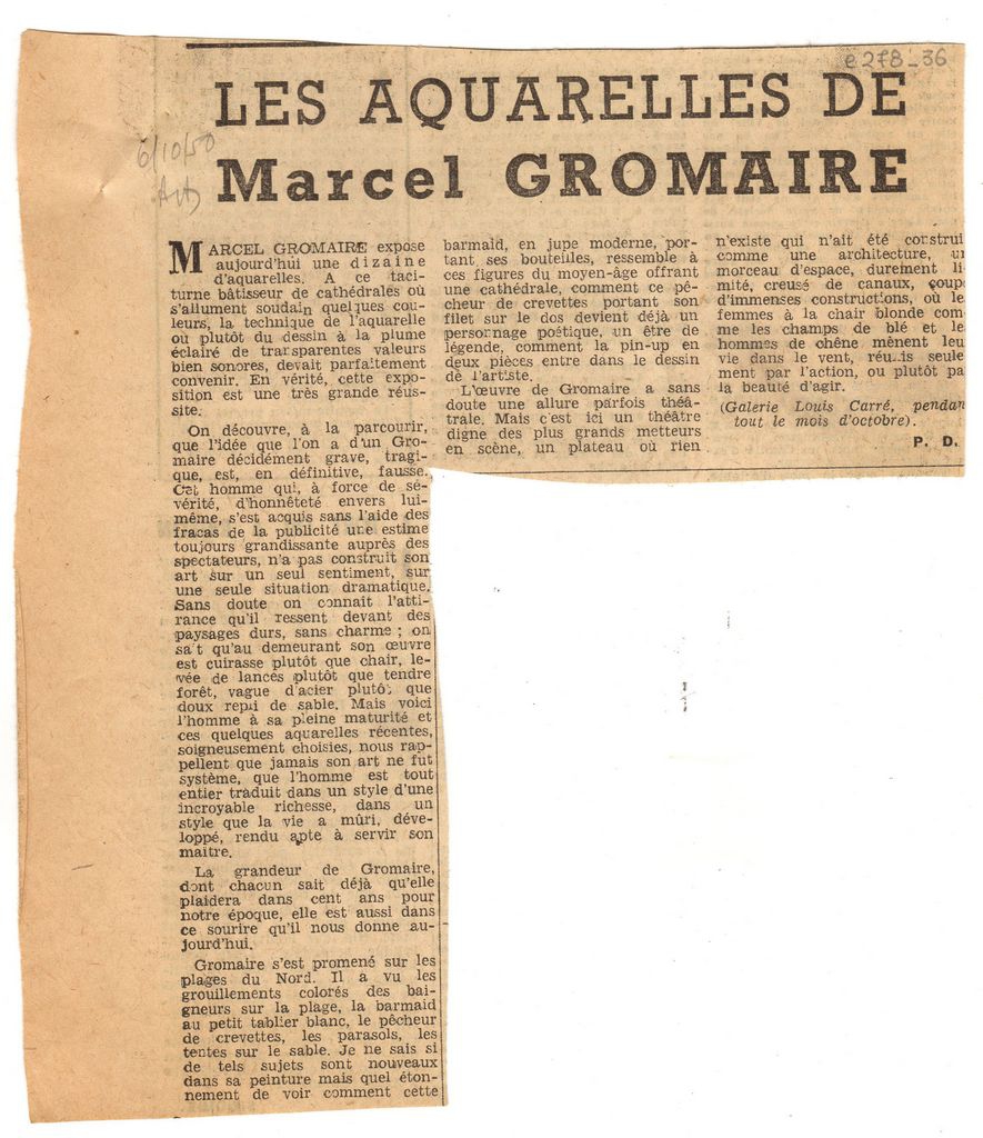“Les acquarelles de Marcel Gromaire”