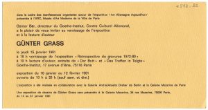 Έκθεση Günter Grass “Rétrospective de gravures 1972-80”