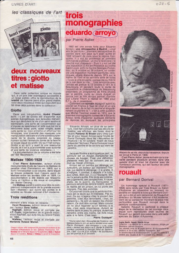 “Les classiques de l’art. Deux nouveaux titres : Giotto et Matisse”