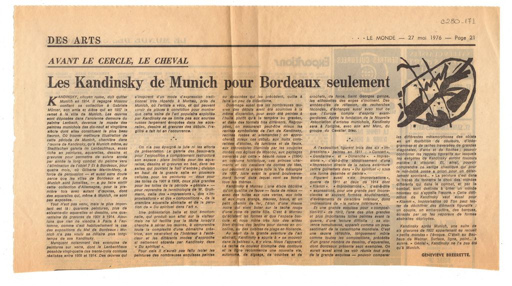“Avant le cercle, le cheval. Les Kandinsky de Munich pour Bordeaux seulement”