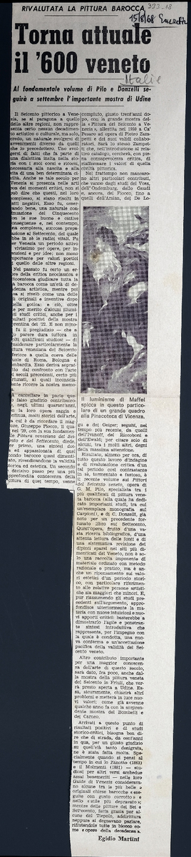 “Torna attuale il’ 600 veneto”