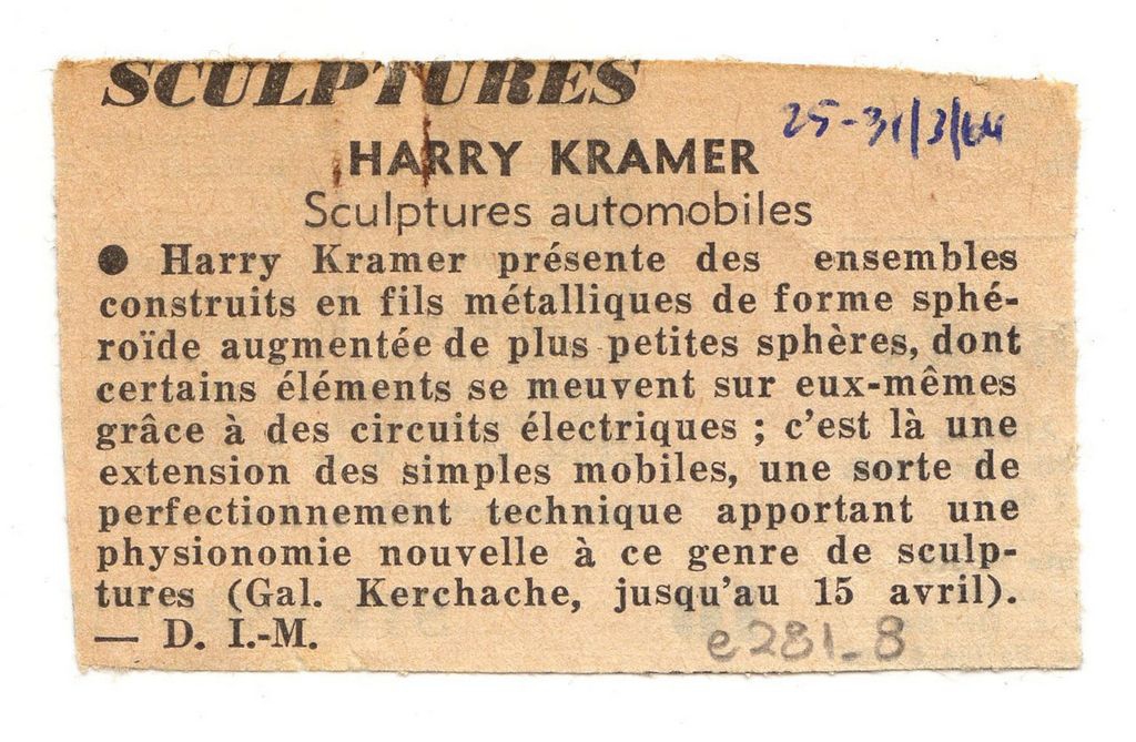“Harry Kramer. Sculptures automobiles”