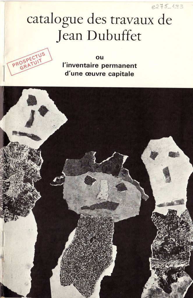 Ενημερωτικό έντυπο για την έκδοση “Catalogue des travaux de Jean Dubuffet ou l’ inventaire permanent d’ une oeuvre capitale”