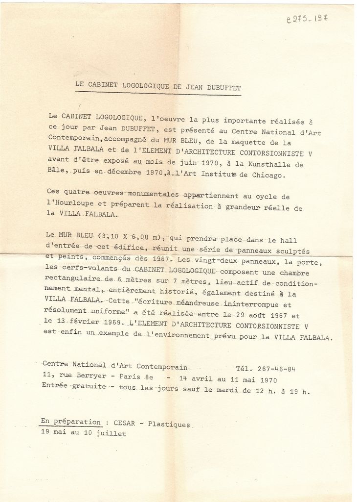 Έκθεση Jean Dubuffet “Le cabinet logologique”