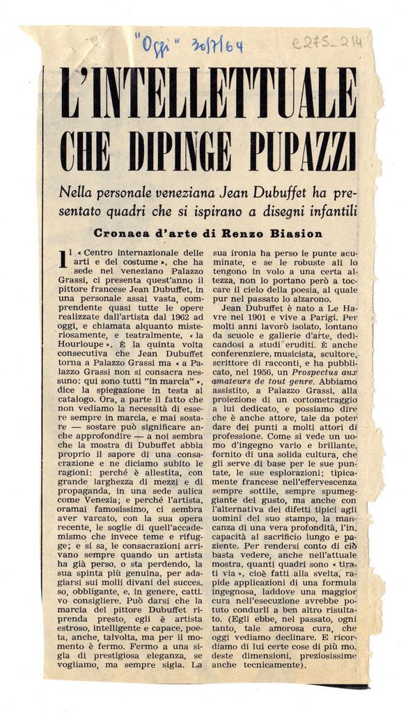 “L’ Intellettuale che dipinge pupazzi”