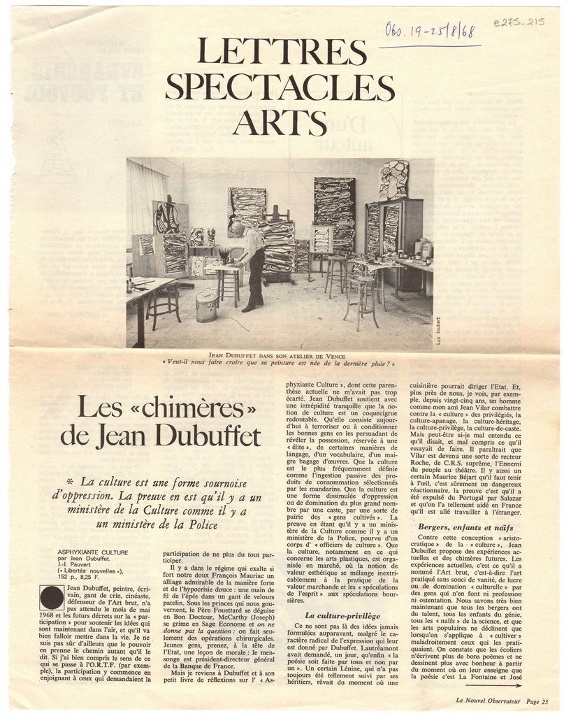 “Le ‘chimères’ de Jean Dubuffet”