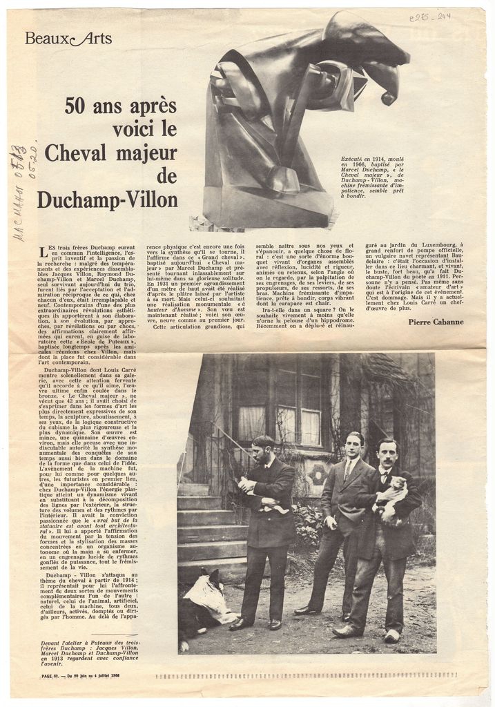 “50 ans après voici le cheval de Duchamp-Villon”