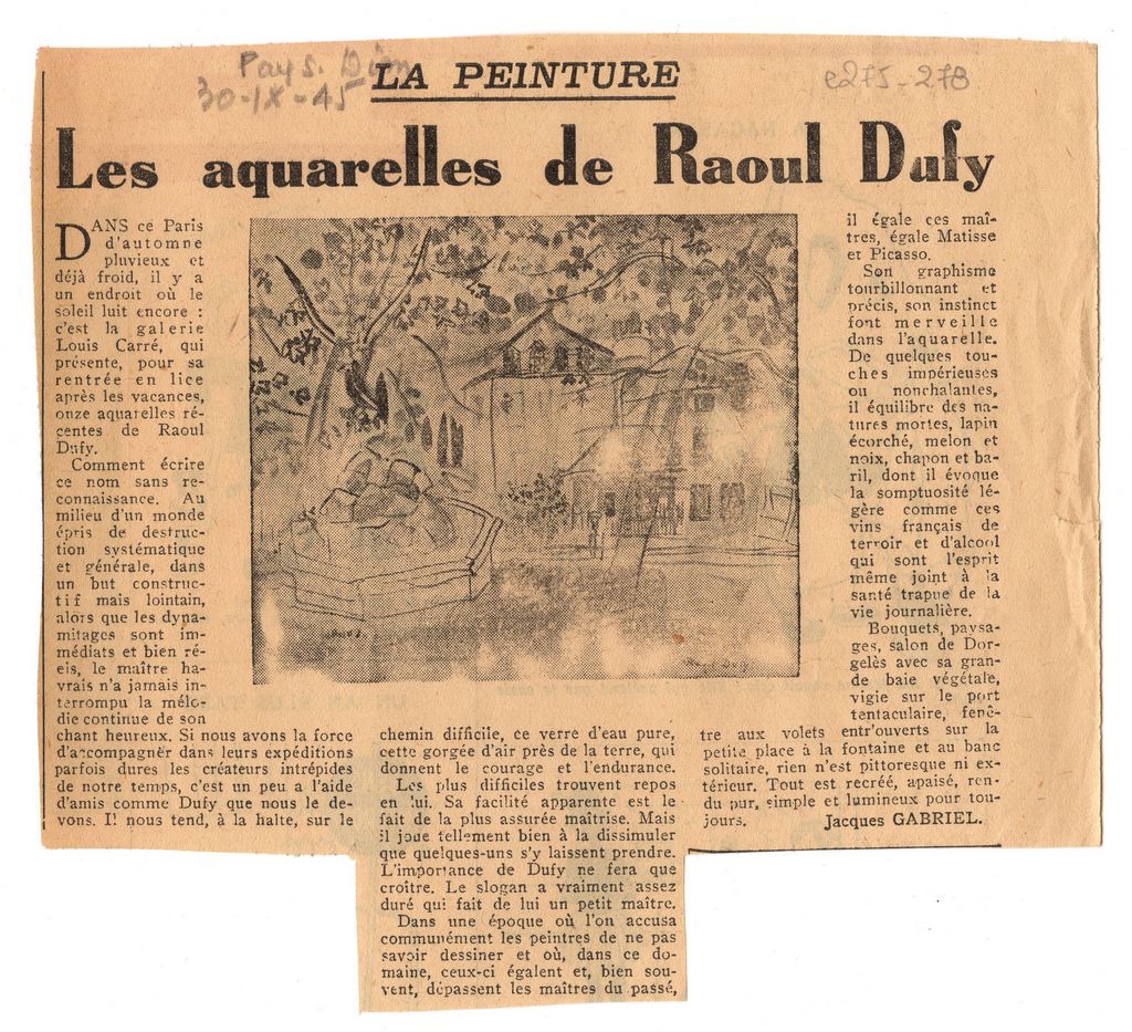 “Les aquarelles de Raoul Dufy”