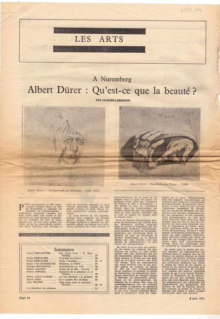 “A Nuremberg. Albert Dürer: Qu’ est-ce que la beauté?”