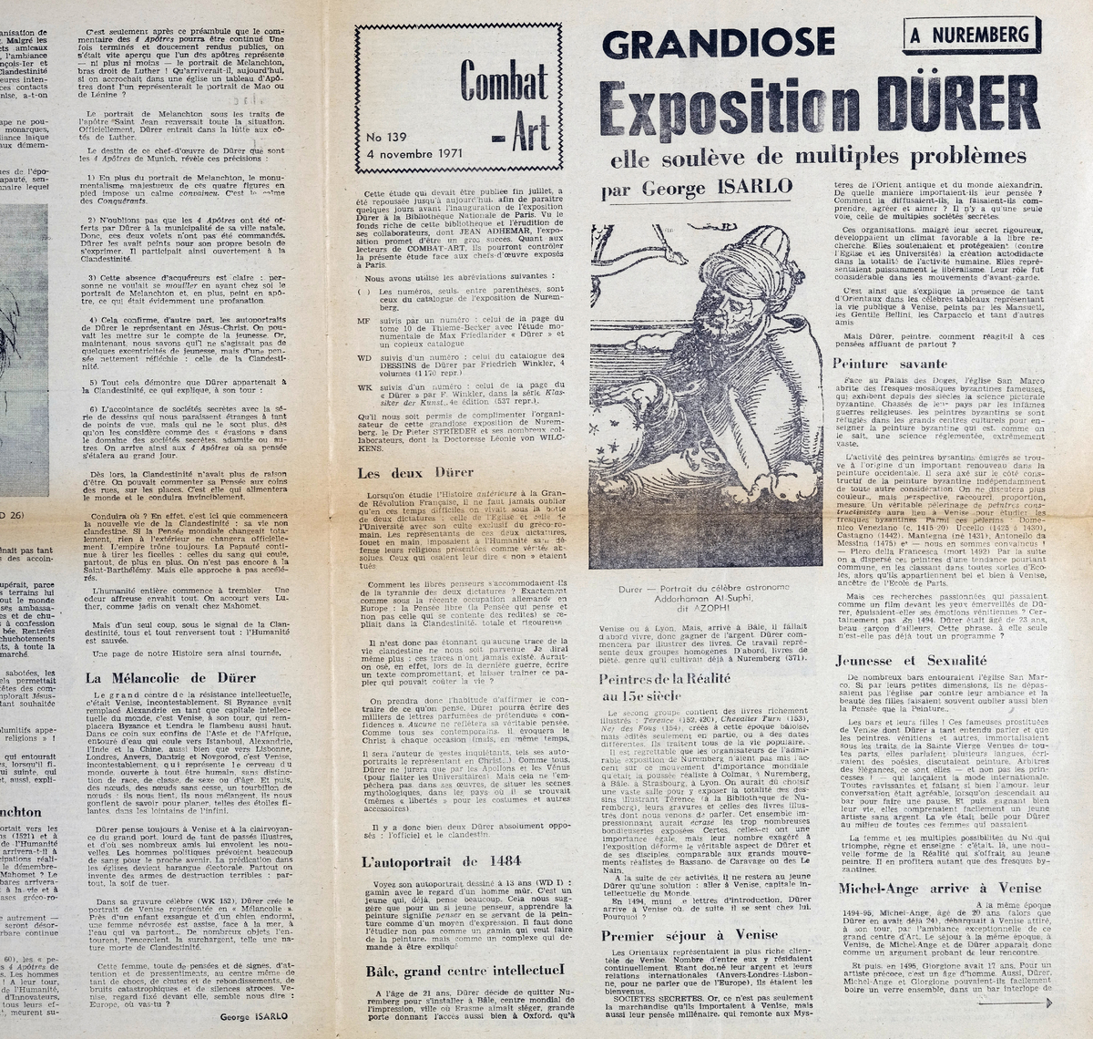 “Grandiose exposition Dürer. Elle soulève de multiples problèmes”