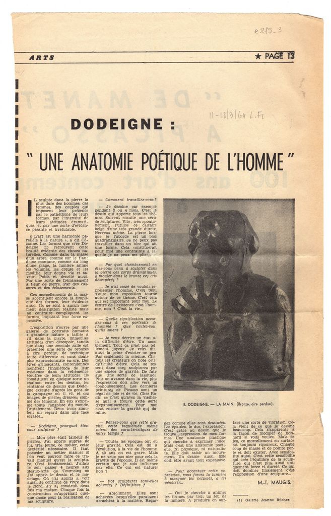“Dodeigne: ‘Une anatomie poétique de l’ homme”