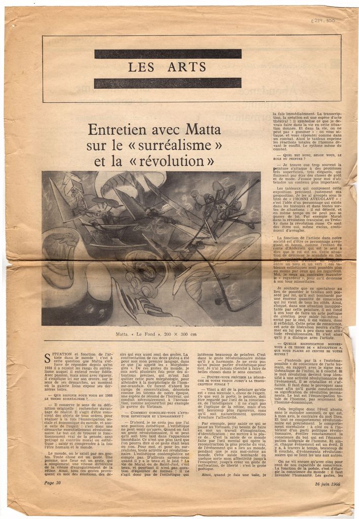 “Entretien avec Matta sur le ‘surréalisme’ et la ‘révolution'”