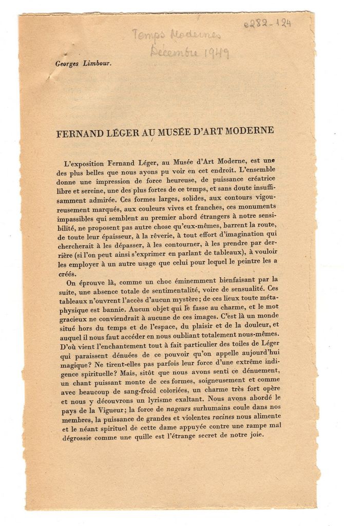 “Fernand Léger au Musée d’ Art Moderne”